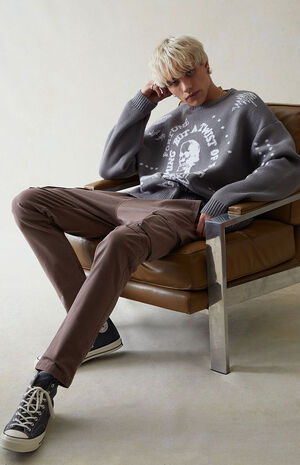 Eco Stretch Canvas Taupe Slim Cargo Pants image number 3