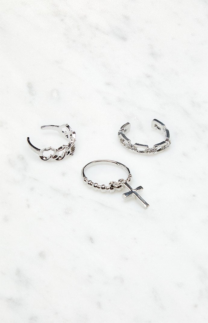 LA Hearts 3 Pack Cross Rings PacSun