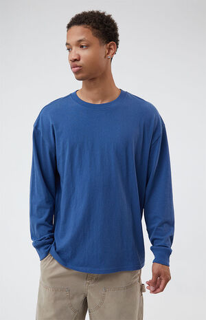 Navy Loch Long Sleeve Oversized Boxy T-Shirt image number 1