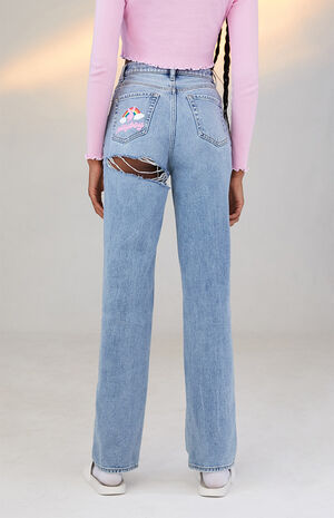 By PacSun Light Blue Back Slash Boyfriend Jeans image number 5