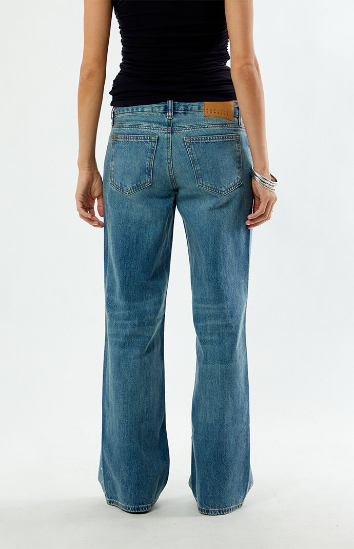 Pacsun Zoe Low Rise Girlfriend Jeans Rhinestone Stud Light Blue