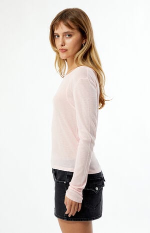 Ribbed Crew Neck Long Sleeve Top image number 3