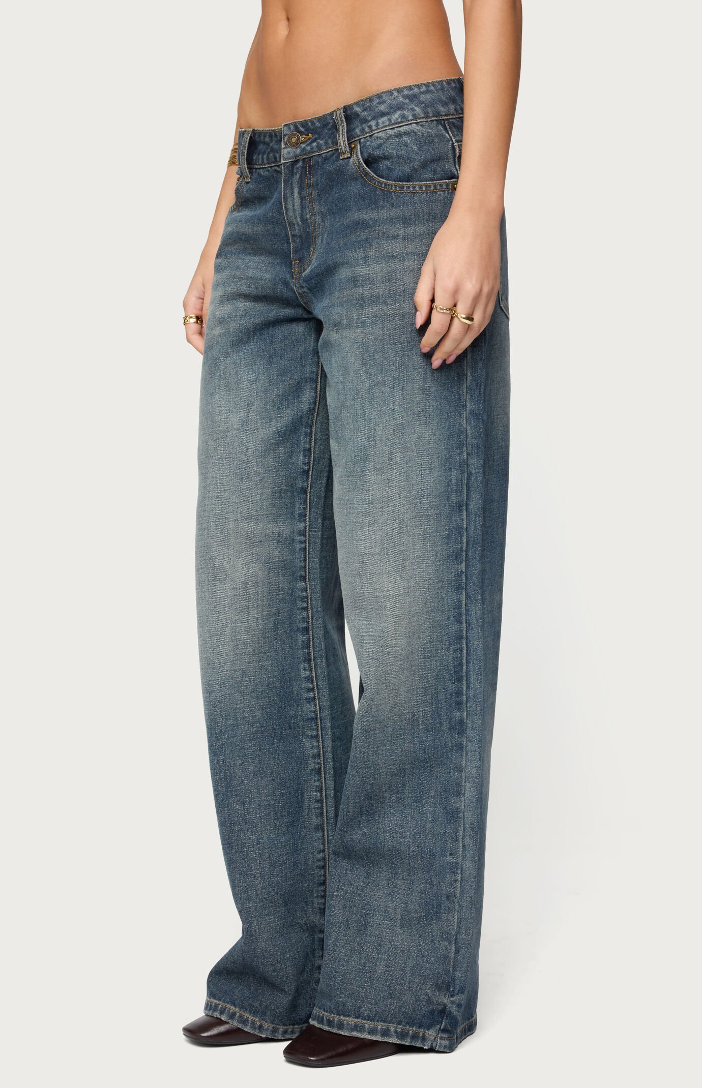 Edikted Della Waist Scarf Low Rise Baggy Jeans