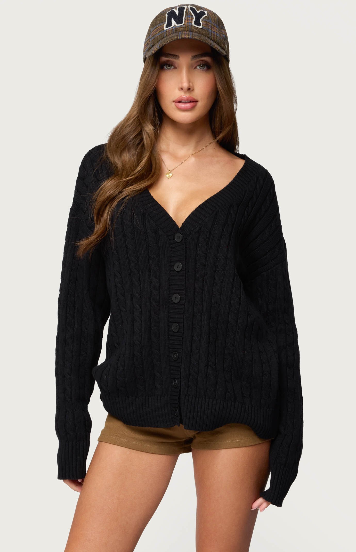 Edikted Francine Oversized V Neck Cardigan