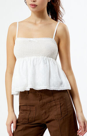 Ruched Bow Tie Babydoll Top image number 1