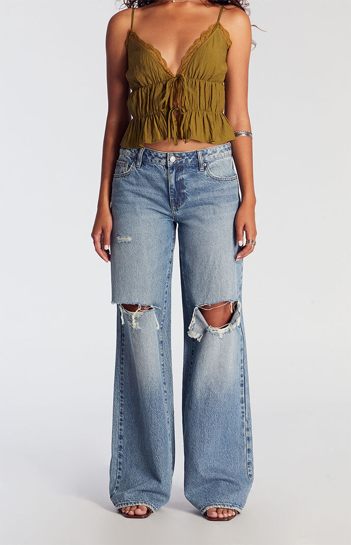 【BOK PLACE】Summer Cooling Washing Long Wide Denim Pants BOK PLACE】Cooling Summer Long Wide Denim Pants Flamingals