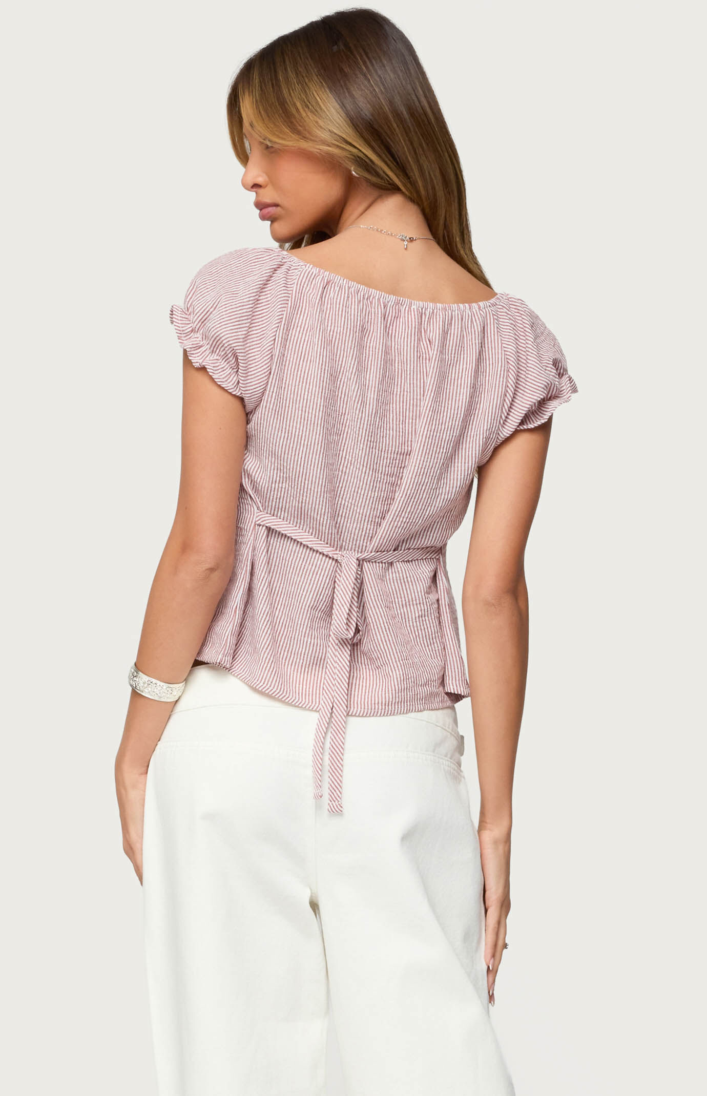 Edikted Rhory Pinstripe Babydoll Top