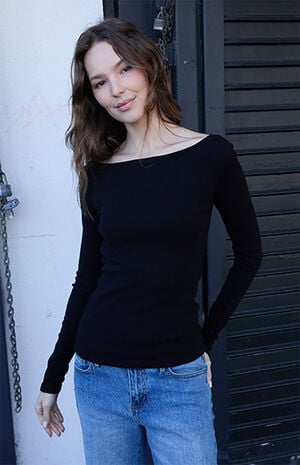 Black Jennie Long Sleeve Top image number 2