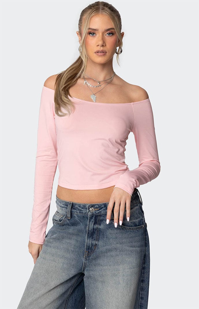 Edikted Tahlia V Neck Off Shoulder Top