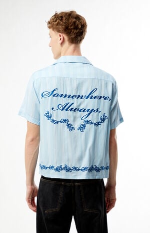 Blue Somewhere Always Striped Camp Shirt image number 4