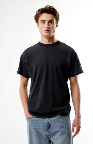 Washed Black Solid Soft Oversized T-Shirt image number 1