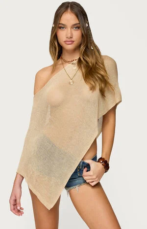 Azalia Asymmetric Knit Poncho image number 1