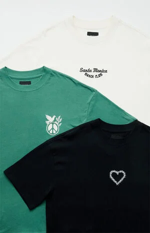 3 Pack Solid Color Embroidered T-Shirts image number 3