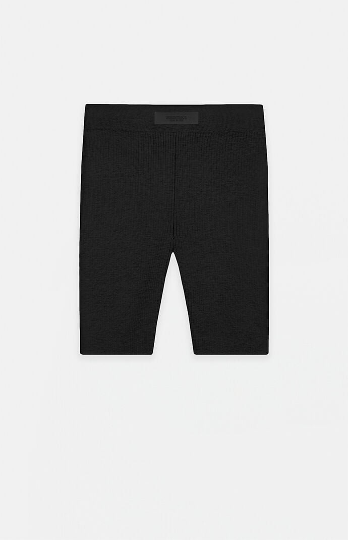 【FOG Essentials】Women's Black Sweater Knit Biker Shorts Fear of God Essentials Women's Black Sweater Knit Biker