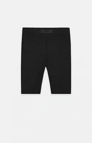 Women's Black Sweater Knit Biker Shorts image number 1