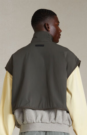 Dark Heather Oatmeal Ink Nylon Fleece Mock Neck Vest image number 4