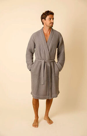 Organic The Weightless Gray Black Waffle Robe image number 4