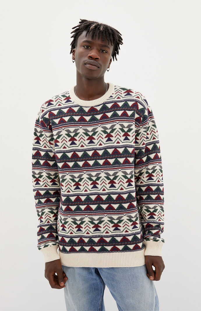 Mixed Print Crew Neck Sweater
