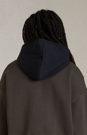 Essentials Ink Jet Black Nylon Fleece Hoodie image number 4