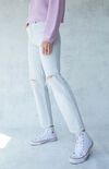 Eco Washed White Distressed Dad Jeans Eco Washed White Distressed Dad Jeans image number null
