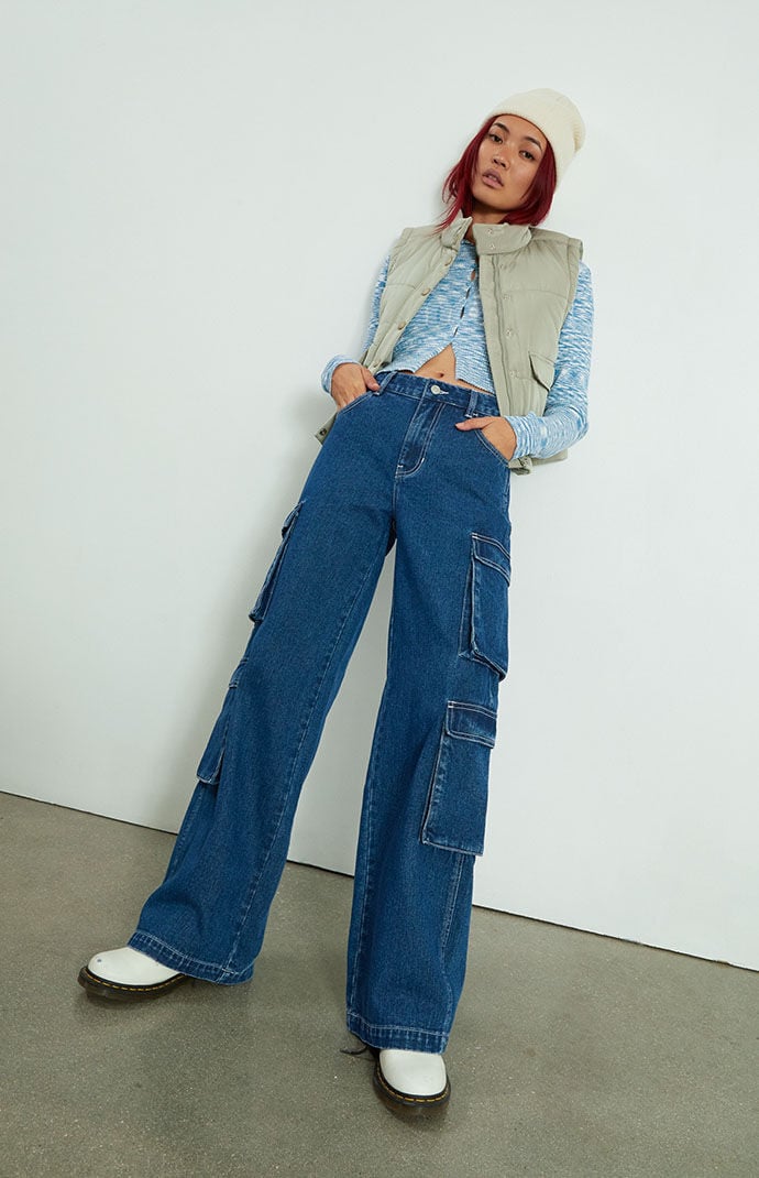 Pacsun Dark Blue Baggy Cargo Pants | PacSun