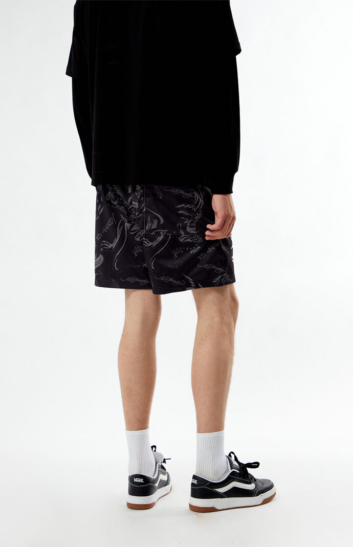 ★codegraphy★ SUNSHINE PARADISE Mesh Shorts Black CBDUUTT00 Ed Hardy Panther Mesh Shorts | PacSun