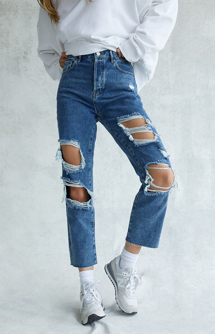 blue ripped womens jeans