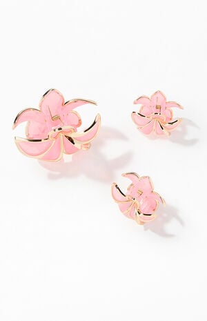 3 Pack Pink Metal Hair Claw Clips image number 2