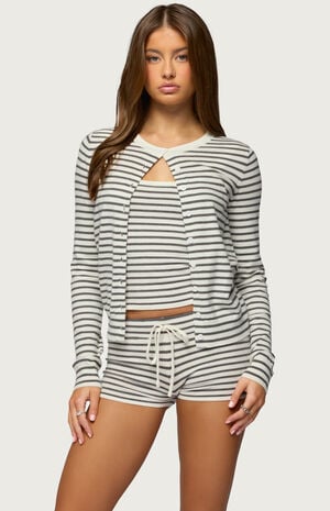 Lillian Striped Button Up Knit Cardigan image number 1