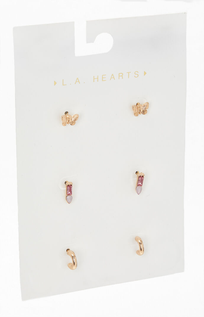 3 Pack Butterfly Earrings