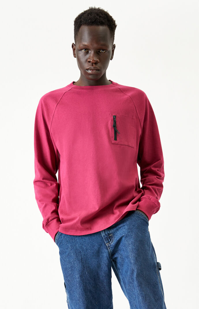 Zip Pocket Raglan Long Sleeve T-Shirt