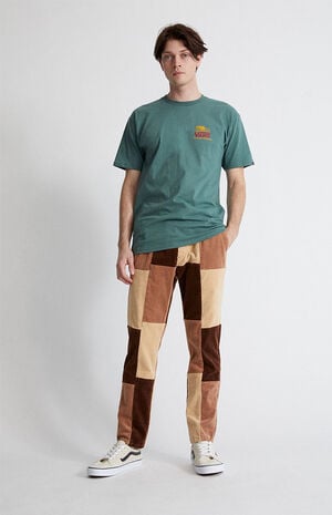Brown Patchwork Corduroy Trouser Pants image number 1
