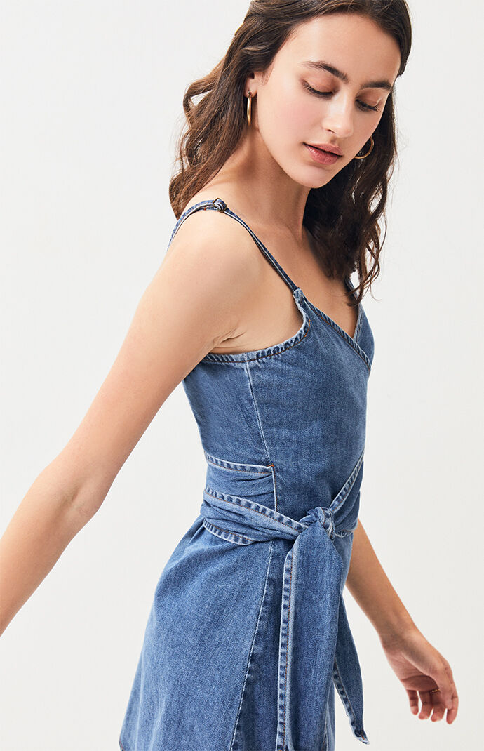 billabong denim wrap dress