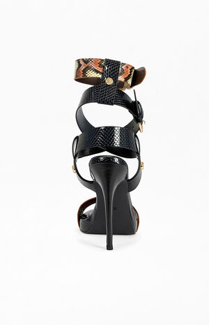 Women's Kandinsky Black Snake Stiletto Sandals image number 3