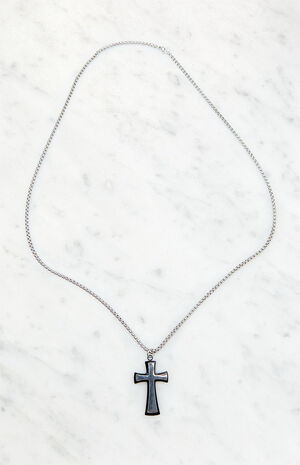 Silver Cross Chain Necklace image number 1
