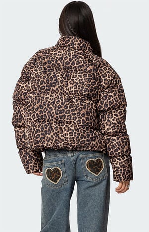 Dalya Leopard Printed Puffer Jacket image number 5