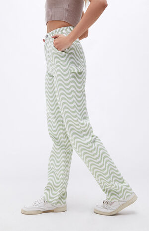 Green & White Boyfriend Carpenter Pants image number 2