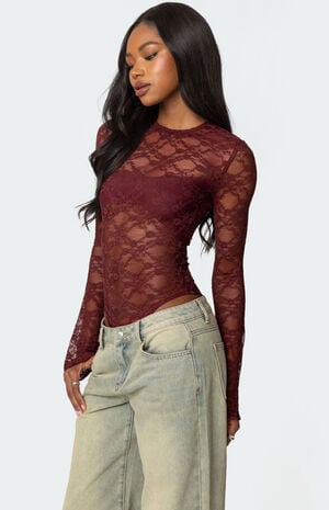 Colette Sheer Lace Bodysuit image number 3