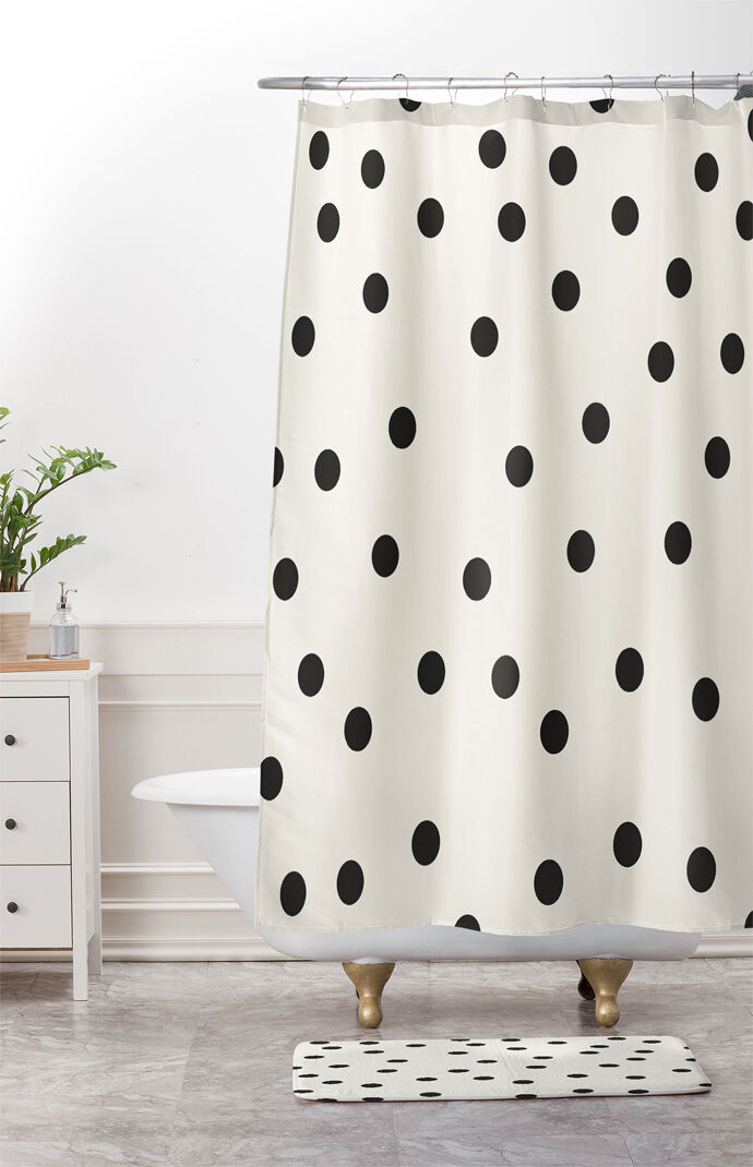 Vintage Dots Black Memory Foam Bath Mat