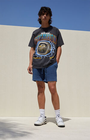 Navy Fleece Garment Dyed Sweat Shorts image number 2