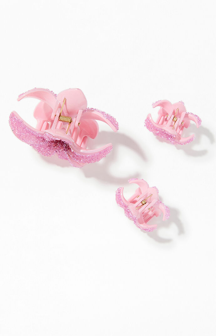 LA Hearts 3 Pack Mauve Plumeria Hair Claw Clips