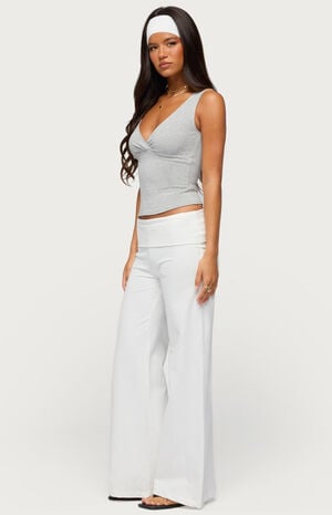 Wide Leg Foldover Pants image number 4
