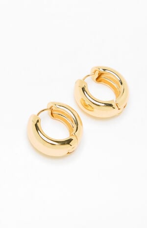 14K Gold Plated Chunky Hoop Earrings image number 3