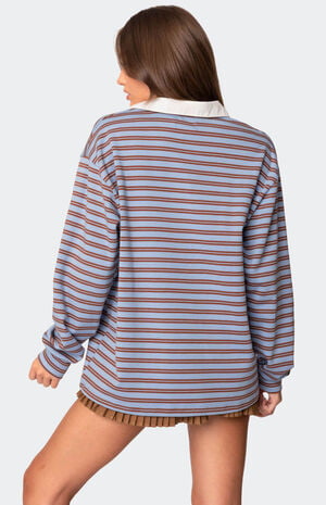 Edikted Stripey Oversized Collared Shirt | PacSun