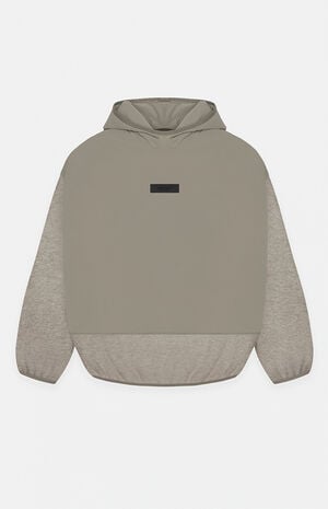 Dust Heather Grey Nylon Fleece Hooded Sweatshirt image number 1