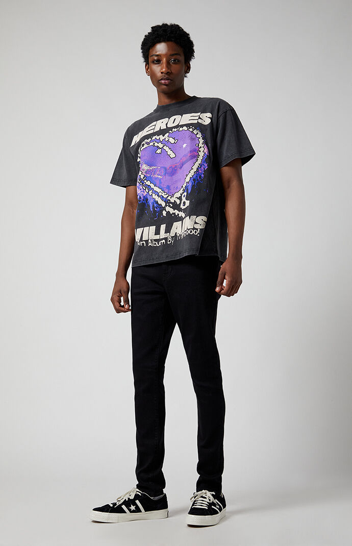 Pacsun stacked skinny side sales stripe zip black jeans