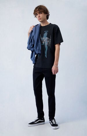 High Stretch Black Stacked Skinny Jeans image number 2
