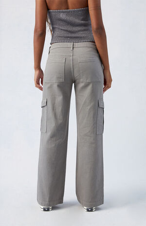 Eco Sage Low Rise Baggy Wide Leg Cargo Pants image number 4