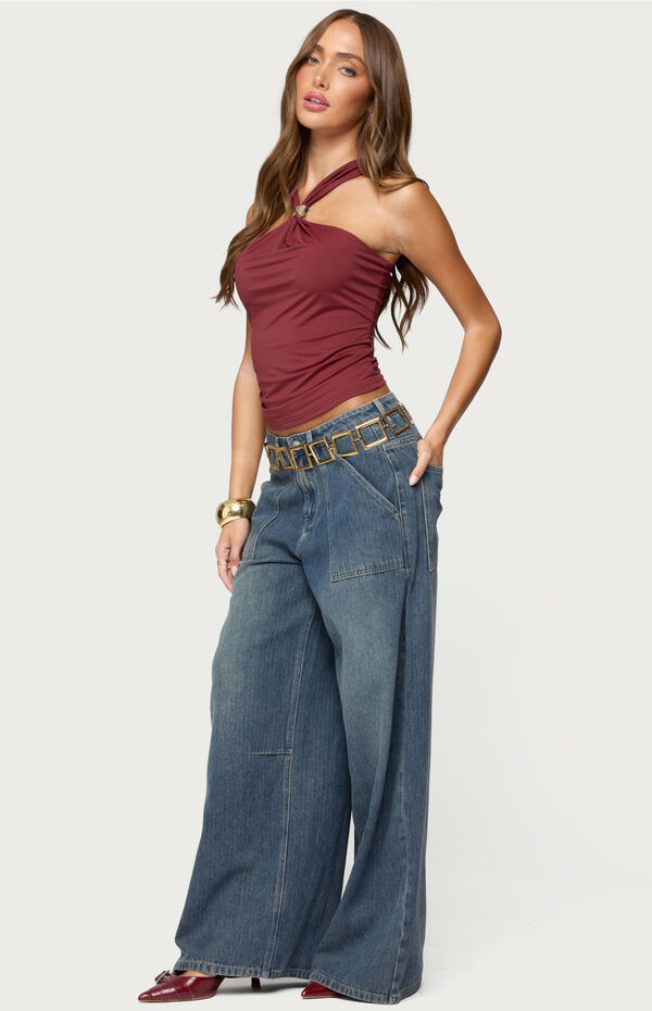 Edikted Cielle Wide Strap Gathered Top