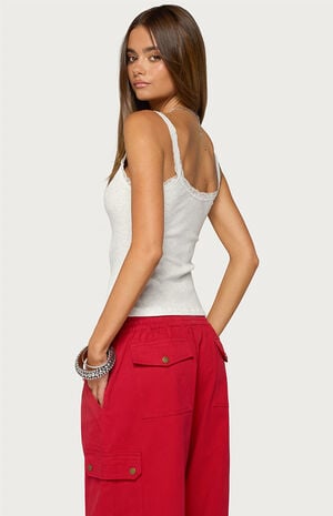 Contrast Stitched Lacey Henley Top image number 3